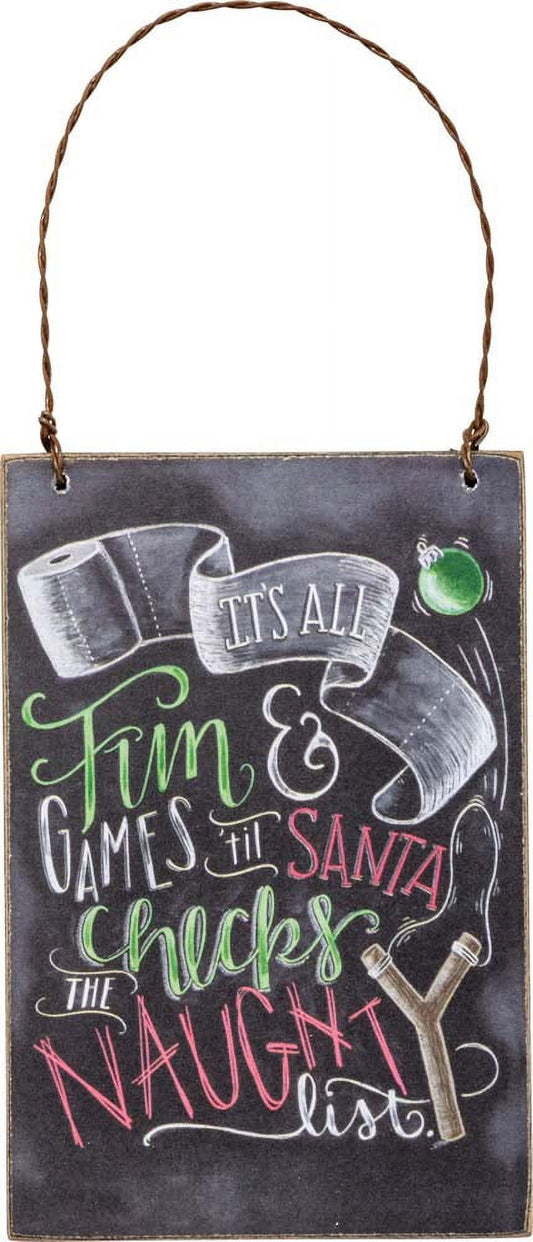 Primitives Santa Naughty List Ornament