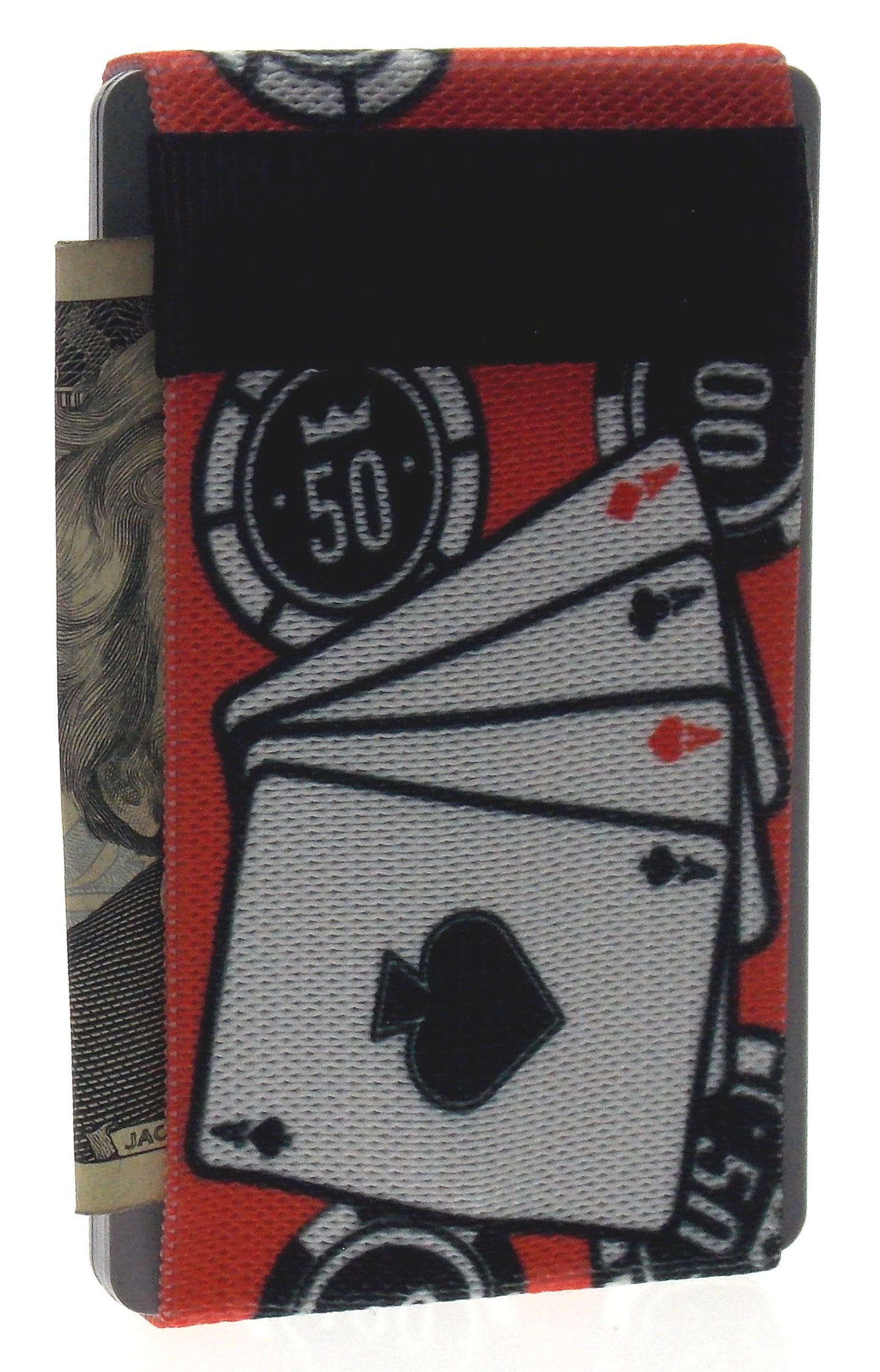 Poker Themed Minimalist Wallet for Men & Women, Elastic Band Minimal Slim Credit Card Holder For Thin Front Pocket Wallet or Money Clip Alternative