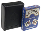 Euchre Playing Cards -2 Euchre Decks in 1 Box with Black Leather Storage Case