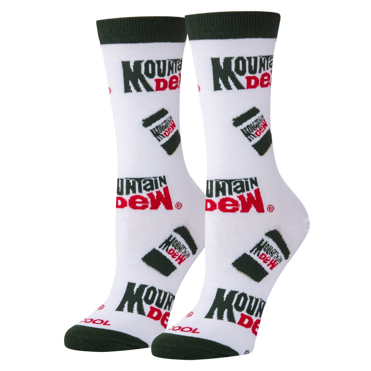 Cool Socks Mountain Dew Cans Soda Pop Crew Socks, Size Large