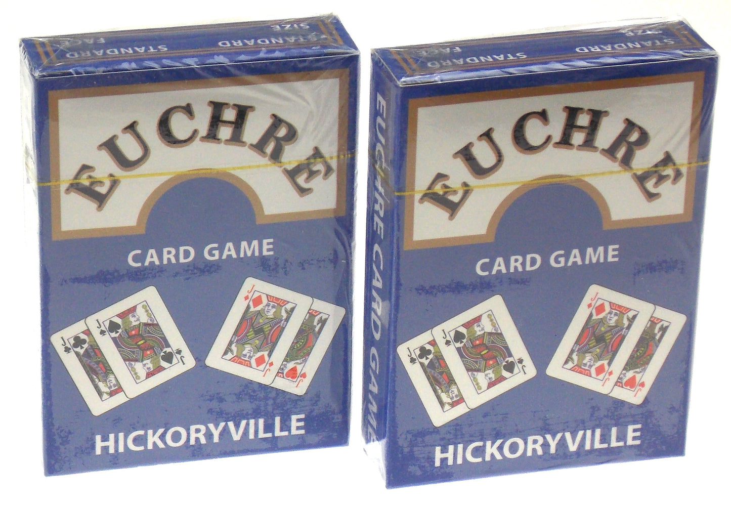 Euchre Card Game - 4 Specialty Decks Pre-Stripped to 24 Cards (9 Thru Ace) for Classic American Euchre - Custom Blank Counter Cards Included. 2 Blue and 2 Red Decks.