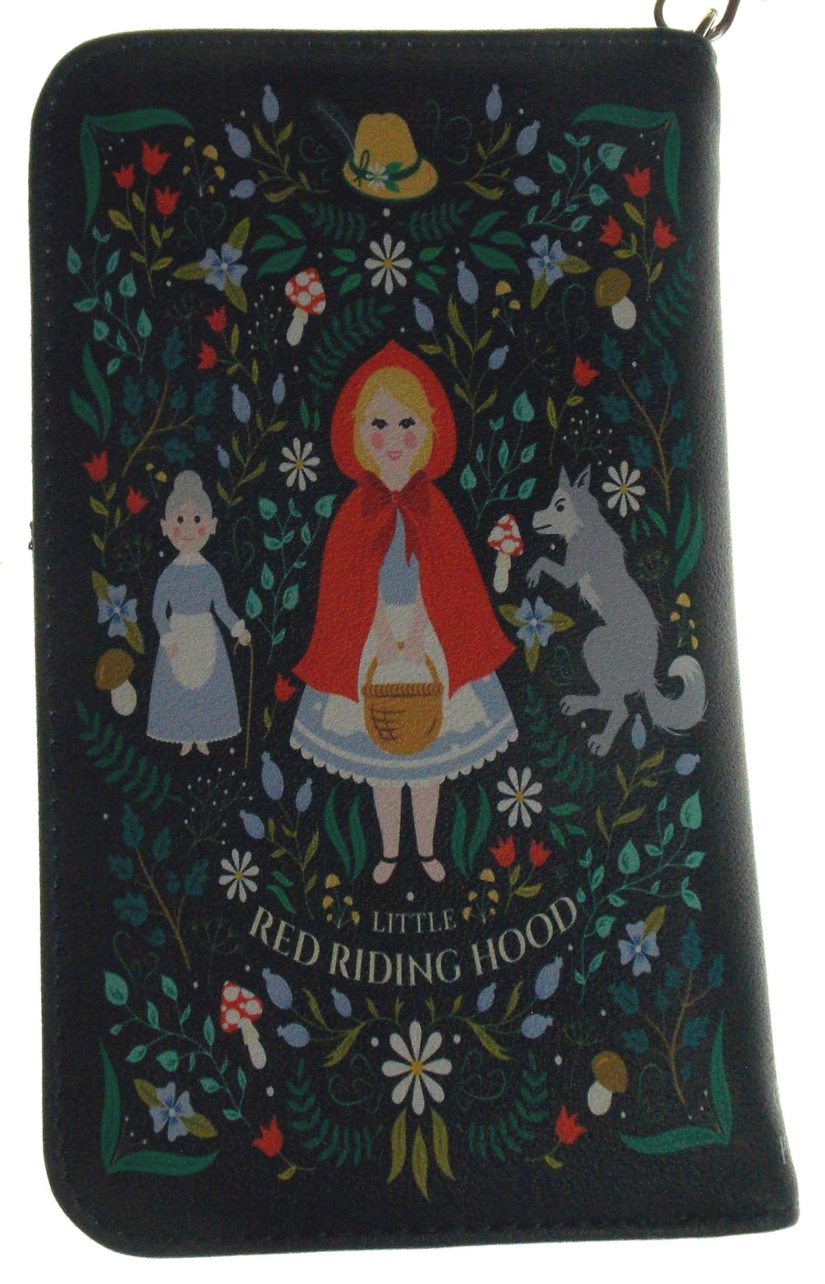 Little Red Riding Hood Black Faux Leather Wristlet Wallet Card Slots Zippered