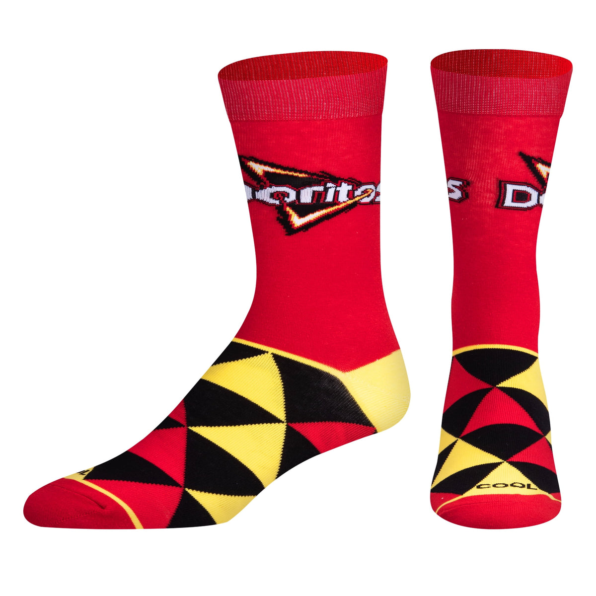 Cool Socks Doritos Nacho Cheese Snack Foodie Crew Socks, Size Large
