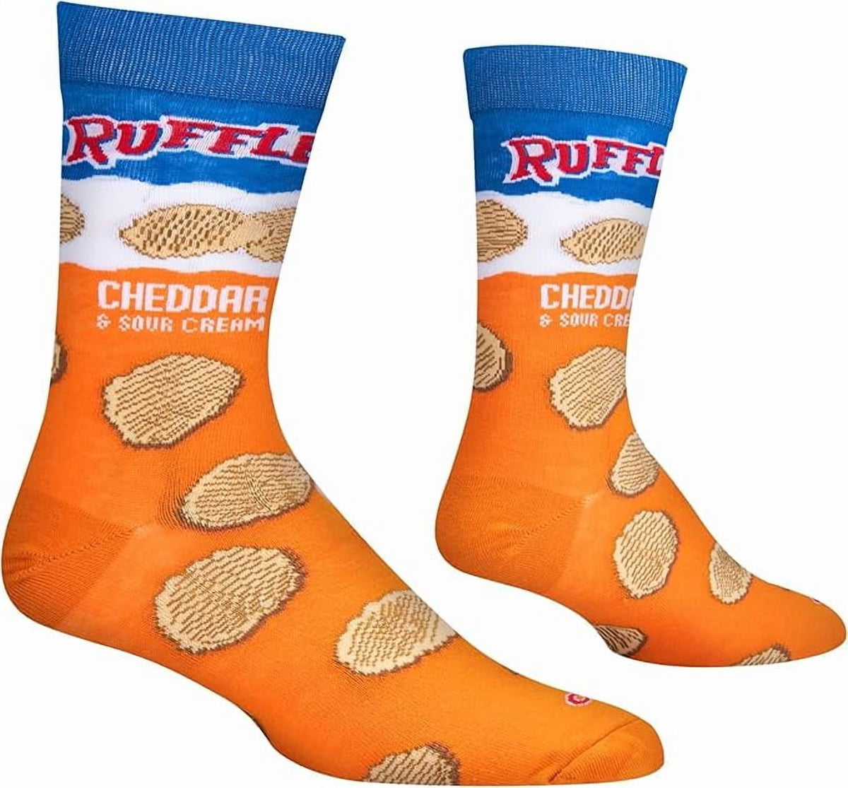 Cool Socks, Men's Funny Graphic Novelty Sock, Ruffles Flavors Chips, Adult Large