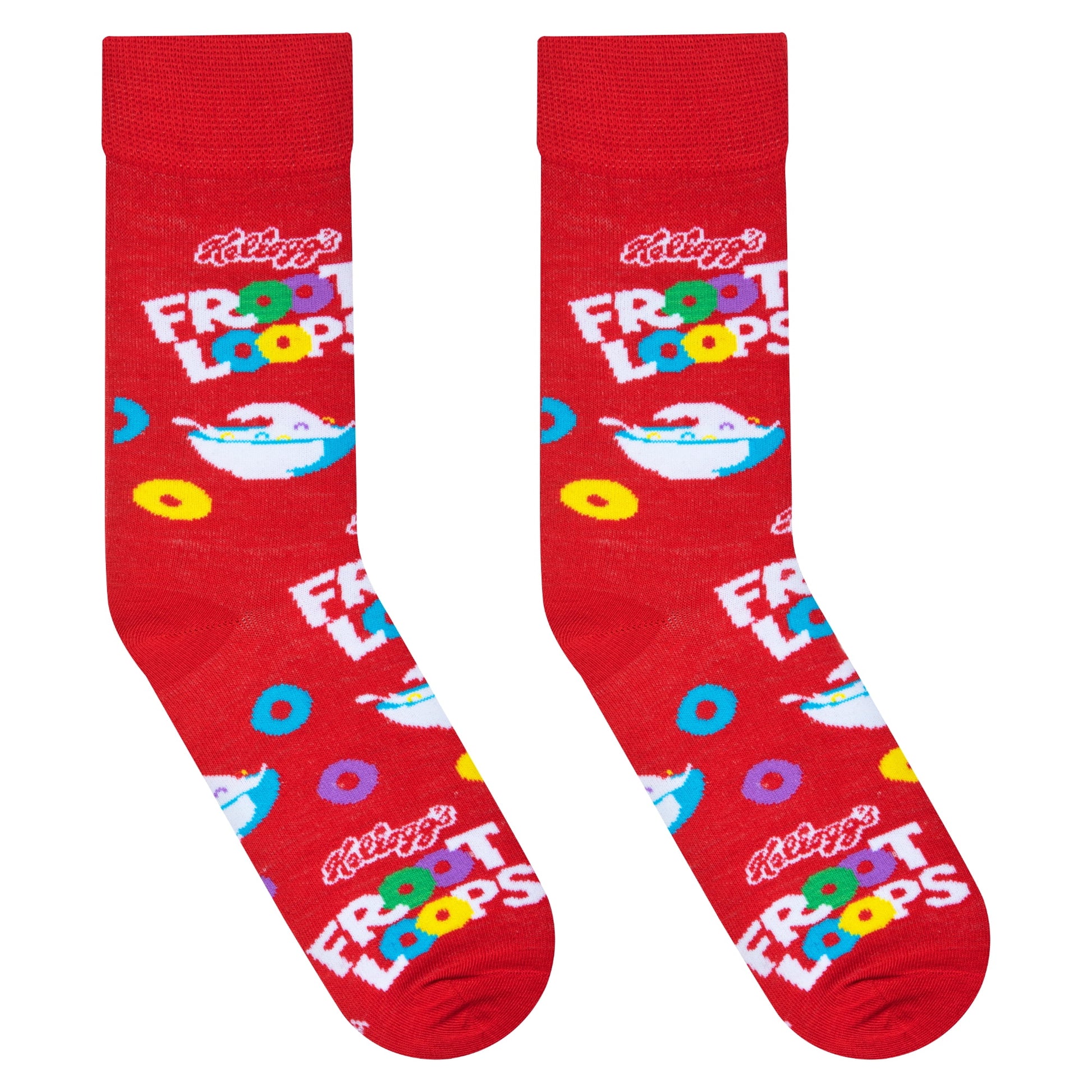 Crazy Socks Froot Loops Cereal Crew Socks, Size Large