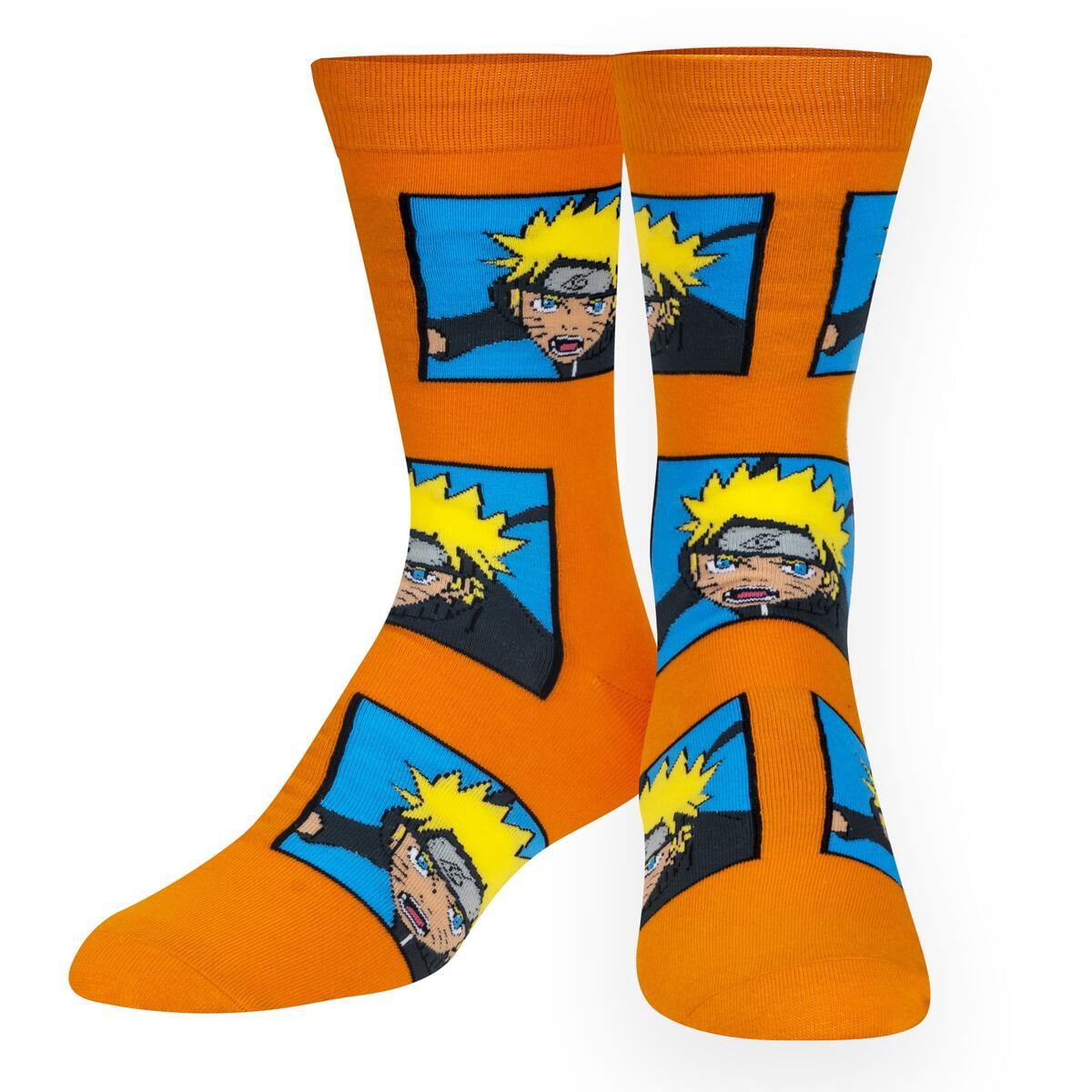 Men's Odd Sox Naruto Heads Orange Crew Socks - OSFM