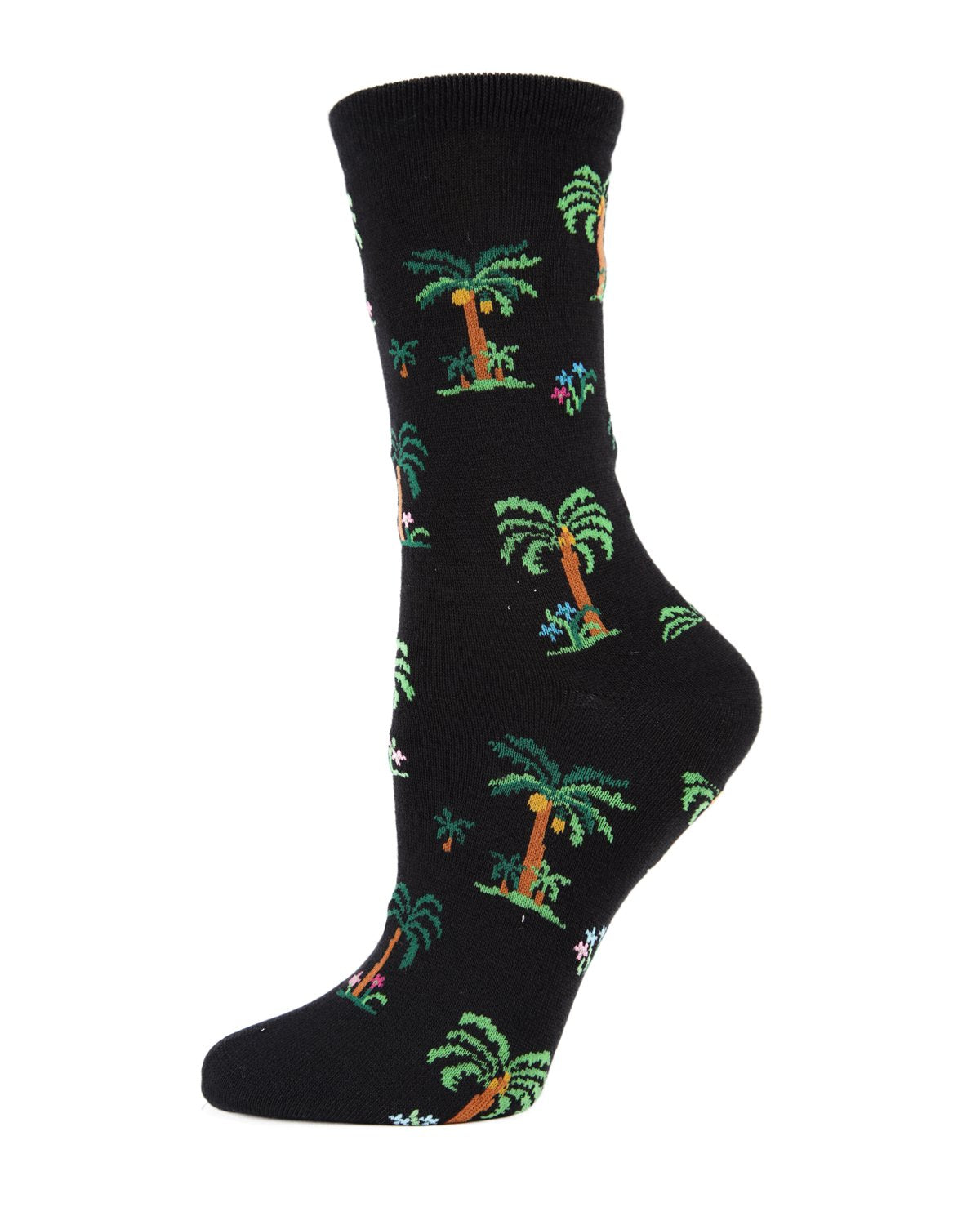 MeMoi Palm Tree Paradise Bamboo Blend Crew Socks - Womens - Female, One Size, Mint