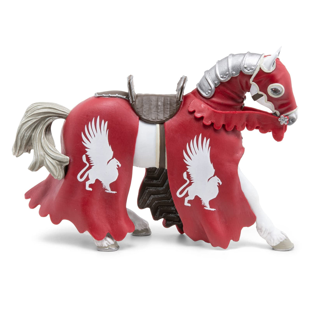PAPO Fantasy World Griffin Knight's Horse Toy Figure, White/Red (39955)