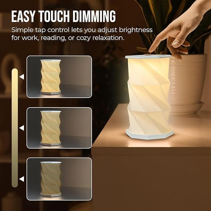 Wine/Maroon Mini Collapsable and rechargable lamp with dimmable light for desk night stand or travel