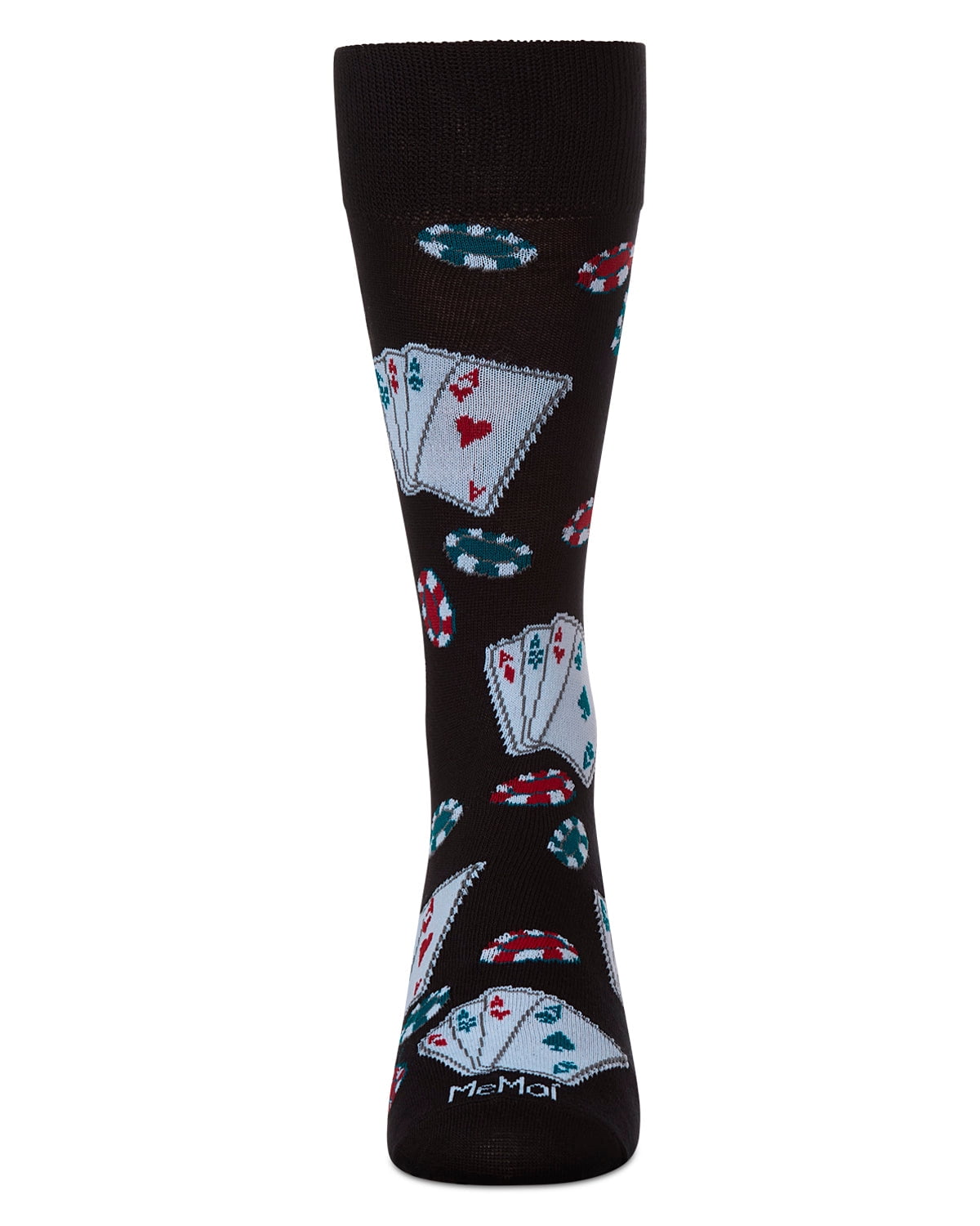 MeMoi Poker Face Playing Card Bamboo Blend Men's Crew Socks - Mens - Male, 10-13, Crockery
