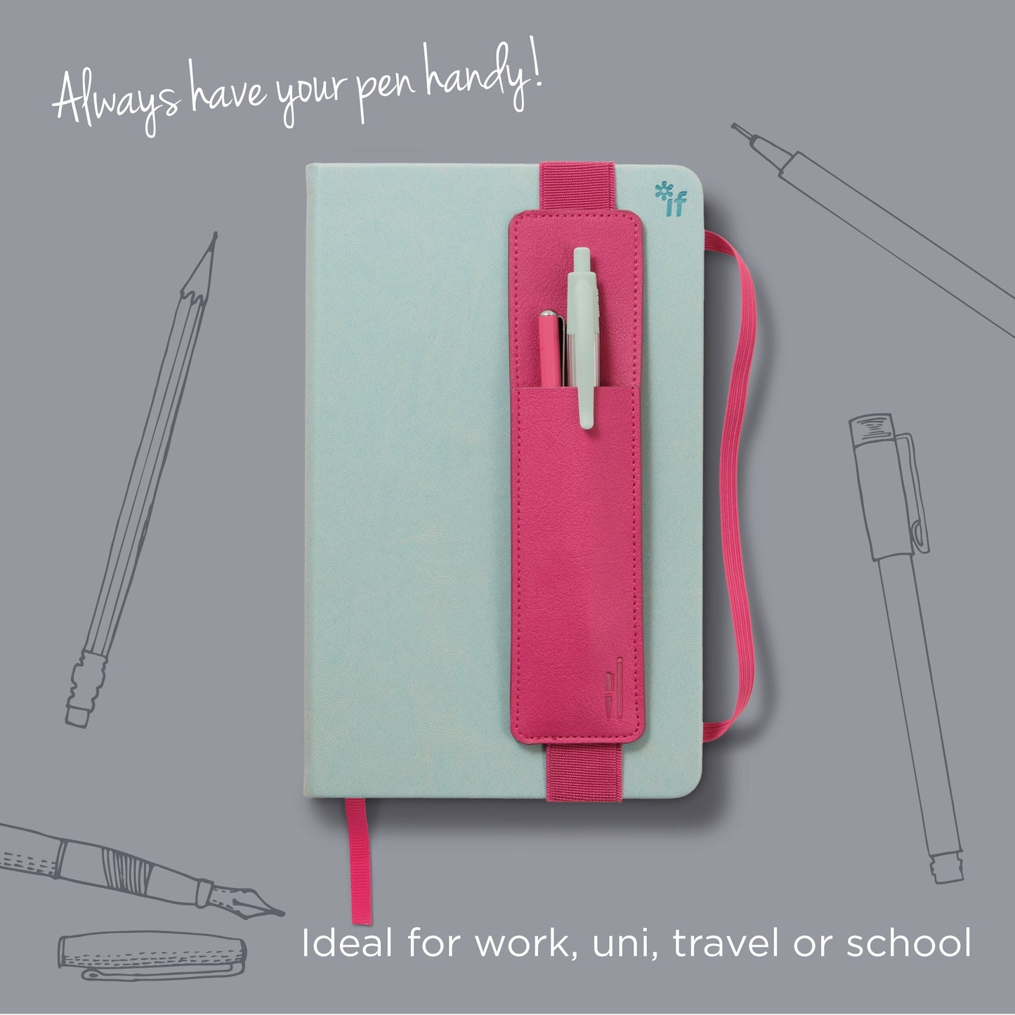If USA Pencil Case Bookaroo Pen Pouch Leather, Gray