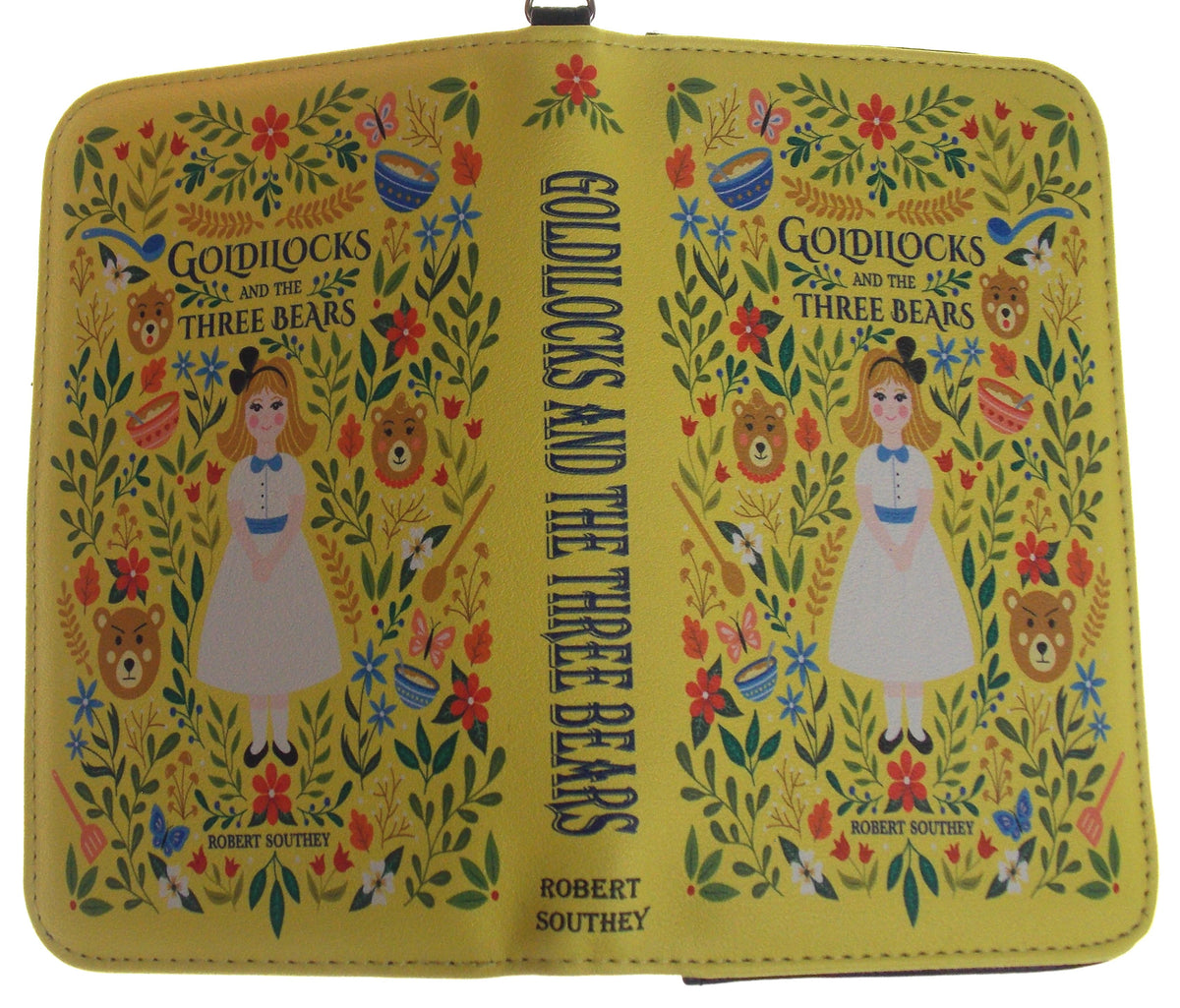 Goldilocks & The Three Bears Yellow Faux Leather Wristlet Wallet With Storybook
