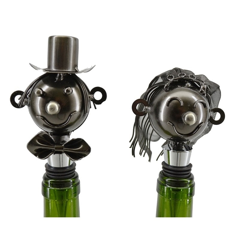 Bride and Groom Metal Wine Bottle Stoppers