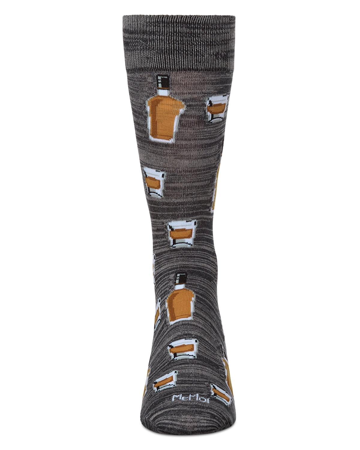 MeMoi Whiskey Bar Conversational Bamboo Blend Men's Socks - Mens - Male, 10-13, Asphalt