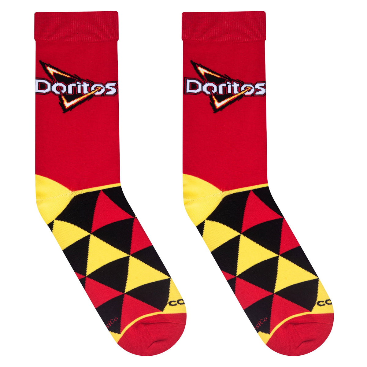 Cool Socks Doritos Nacho Cheese Snack Foodie Crew Socks, Size Large