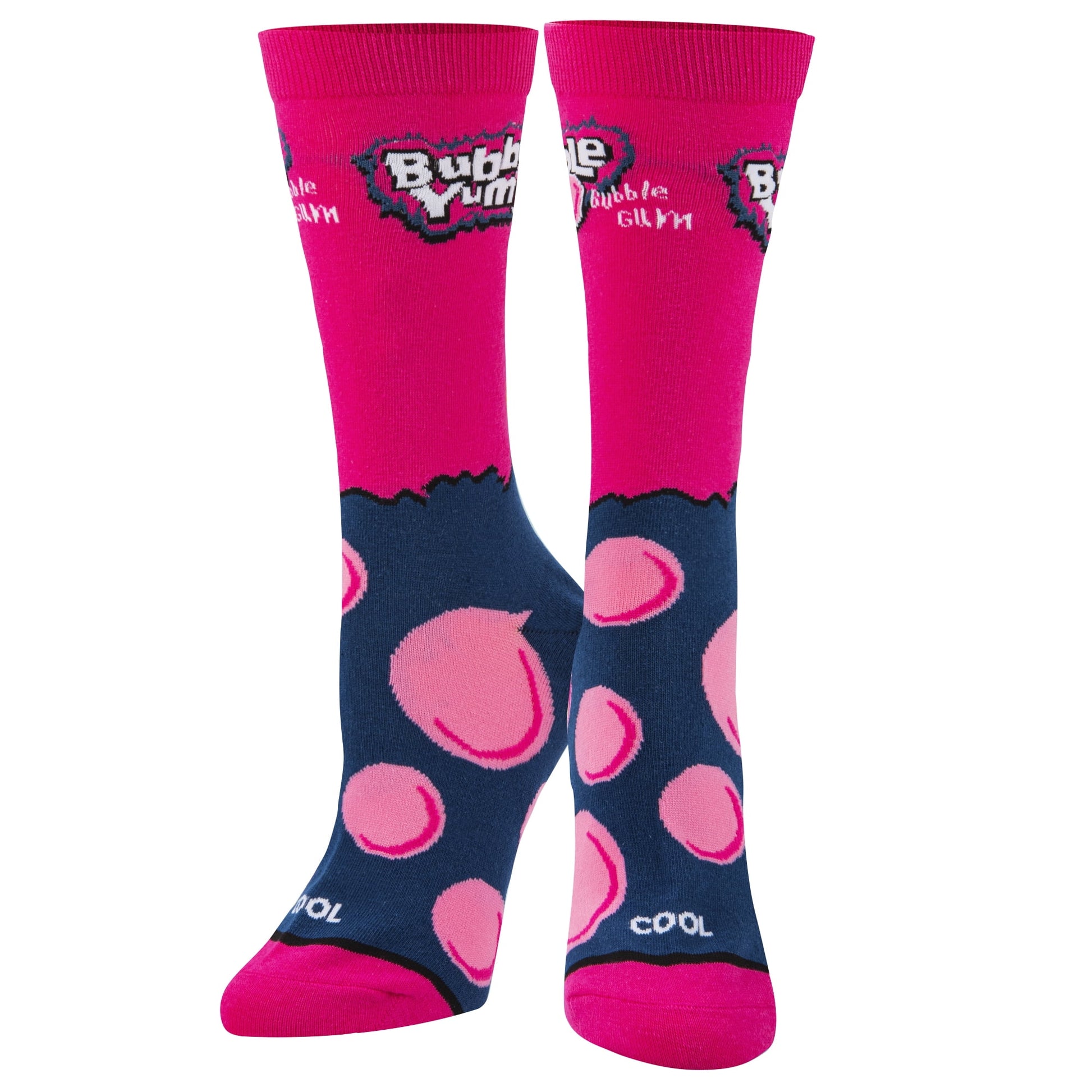 Cool Socks Bubble Yum Candy Gum Fun Crew Socks, Size Medium