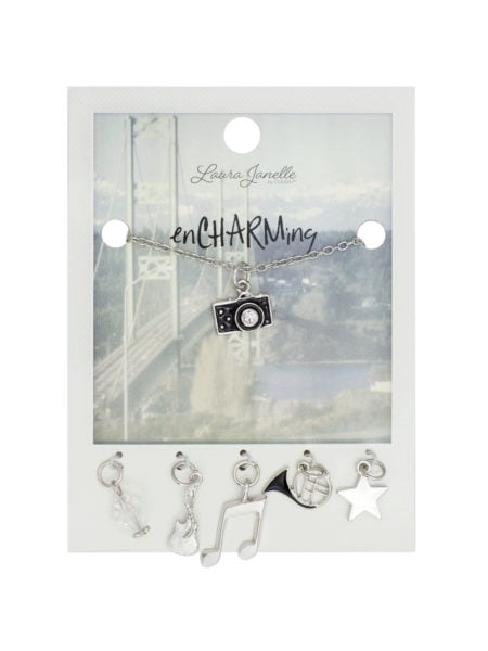 Camera Charm Necklace with Multiple Charms
