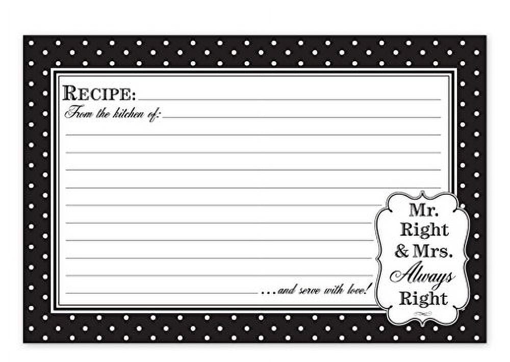 Brownlow Gift 96570 Recipe Cards - Mr & Mrs Always Right, Pack of 36
