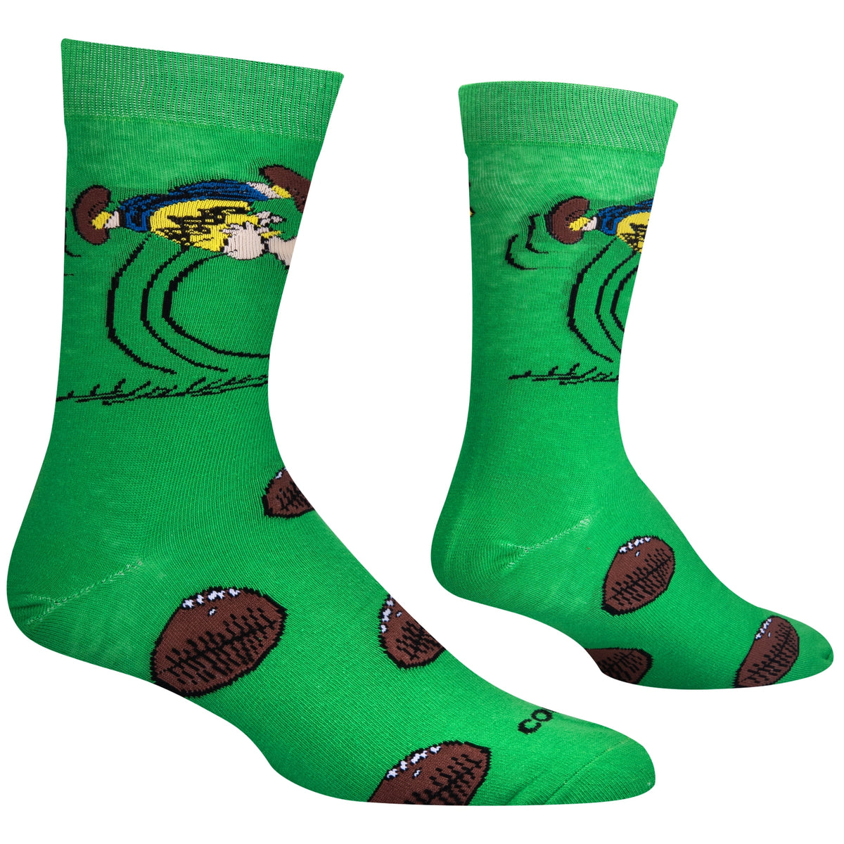 Cool Socksâ€“Peanuts Charlie Brown Football Crew Socksâ€“Funny Gift for Men & Women, Size Large