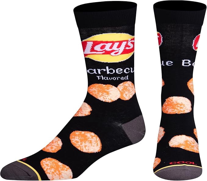 Cool Socks Lays BBQ Snack Foodie Crew Socks, Size Medium