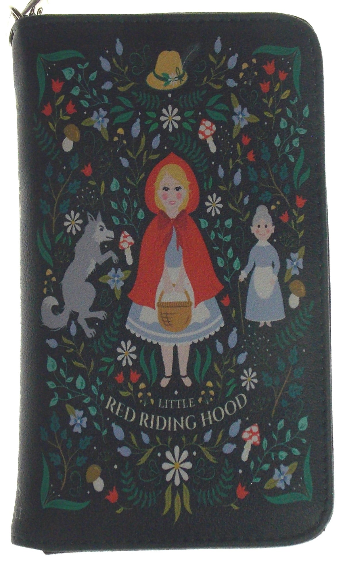 Little Red Riding Hood Black Faux Leather Wristlet Wallet Card Slots Zippered