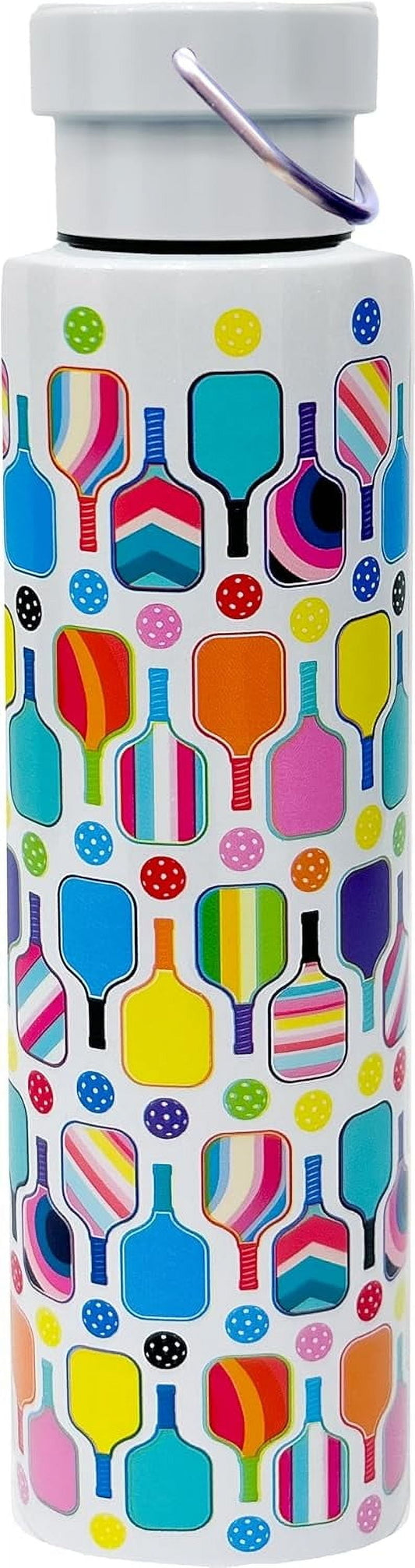 Spoontiques Pickleball Stainless Steel Bottle - Travel Drink Cupâ€¯with Twist Lid for Hot and Cold Beverages, 24 Oz