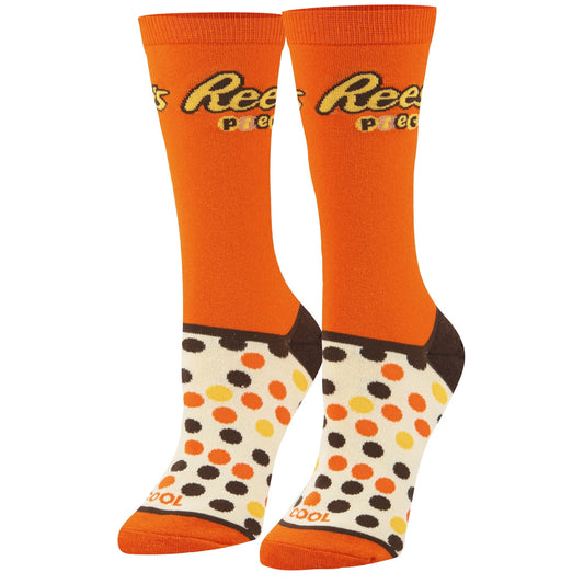 Cool Socks Reese's Pieces Chocolate Peanut Butter Crew Socks, Size Medium