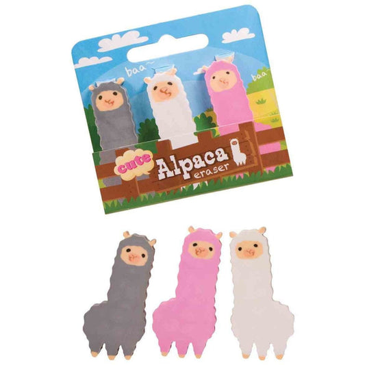alpaca trio cutie erasers