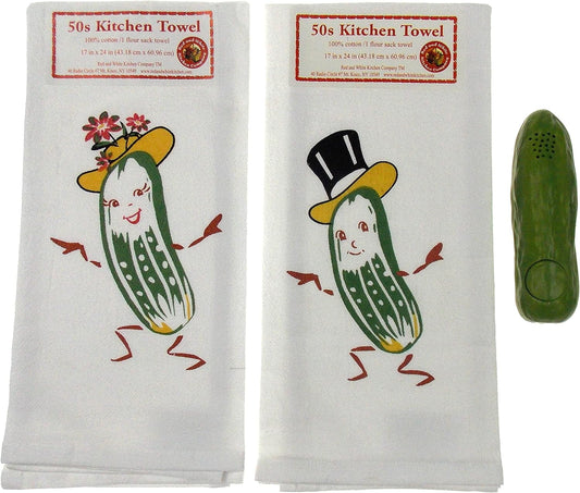 Yodeling Pickle Bundled with a Mr Pickle & Mrs Pickle Kitchen Towel