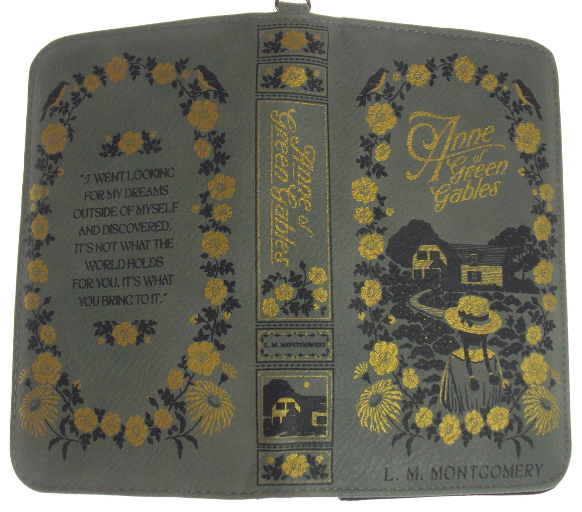 Anne Of Green Gables Green Faux Leather Wristlet Wallet Card Slots Zipper Book