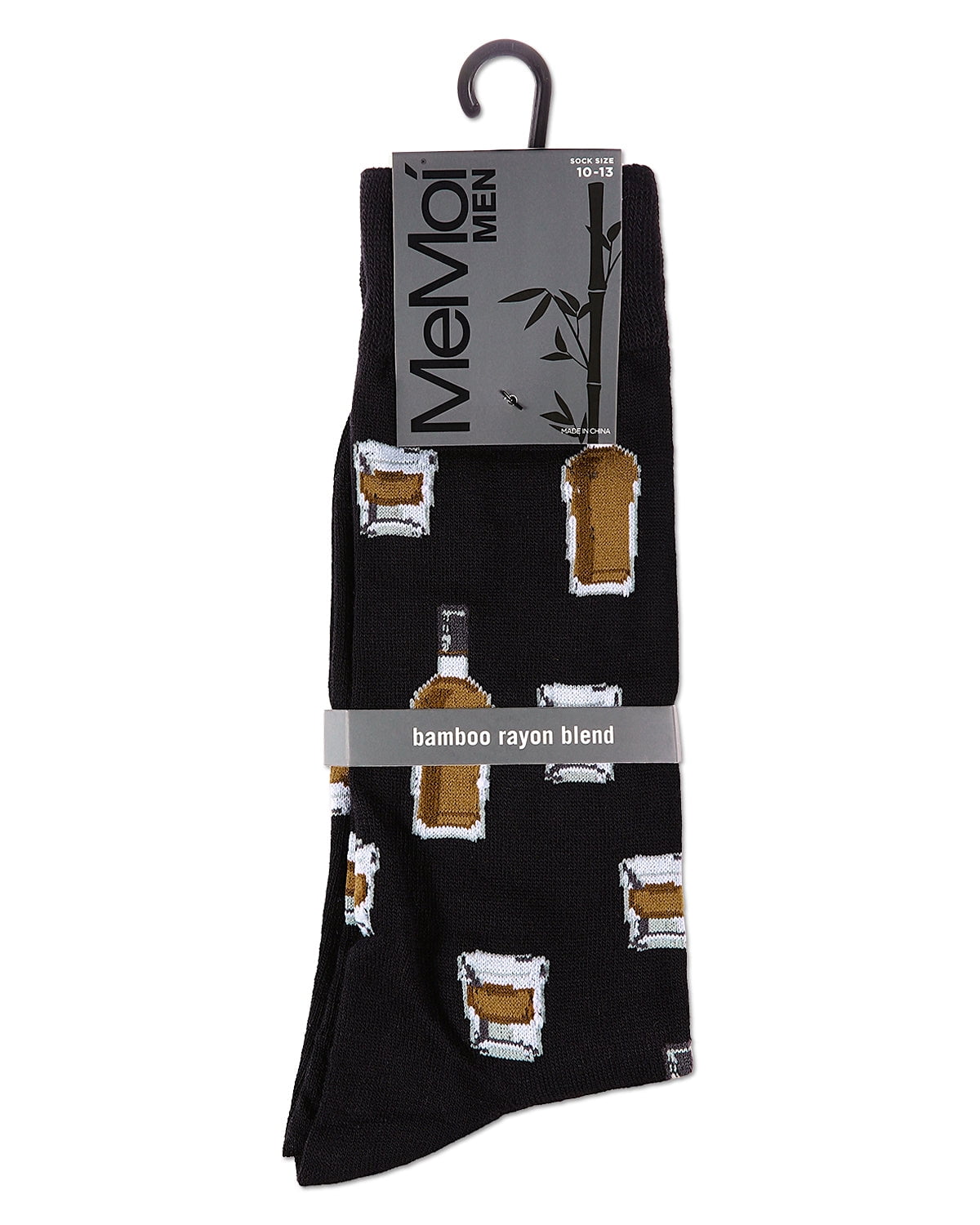 MeMoi Whiskey Bar Conversational Bamboo Blend Men's Socks - Mens - Male, 10-13, Asphalt