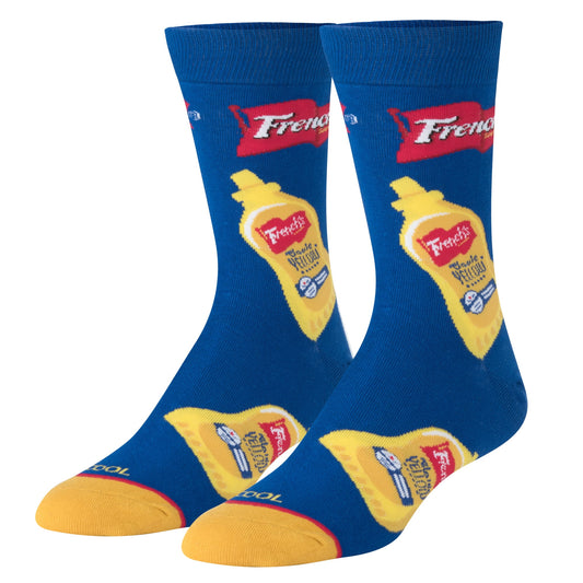 Cool Socks French's Mustard Hot Sauce Spicy Crew Socks, Size Large