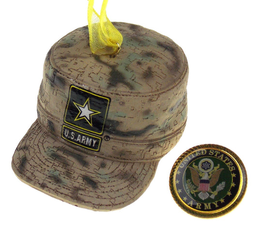 US Army Cap Ornament United States Pin Camo Hat Military Gift USA Christmas Tree