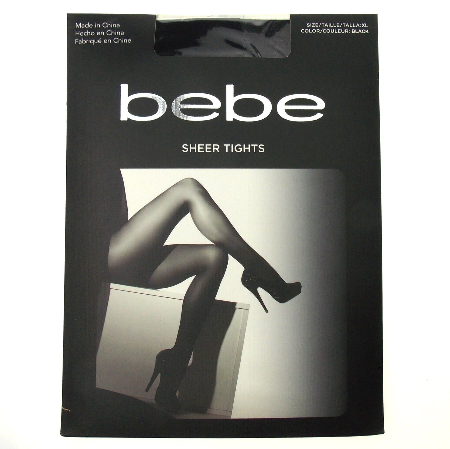 Bebe Sheer Tights Size XL (Extra Large) Black Pantyhose Dance Hosiery Fashion Dress
