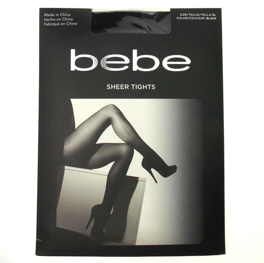 Bebe Sheer Tights Size XL (Extra Large) Black Pantyhose Dance Hosiery Fashion Dress
