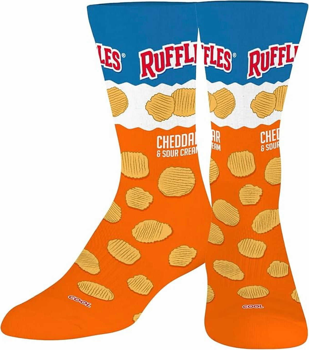 Cool Socks, Men's Funny Graphic Novelty Sock, Ruffles Flavors Chips, Adult Large