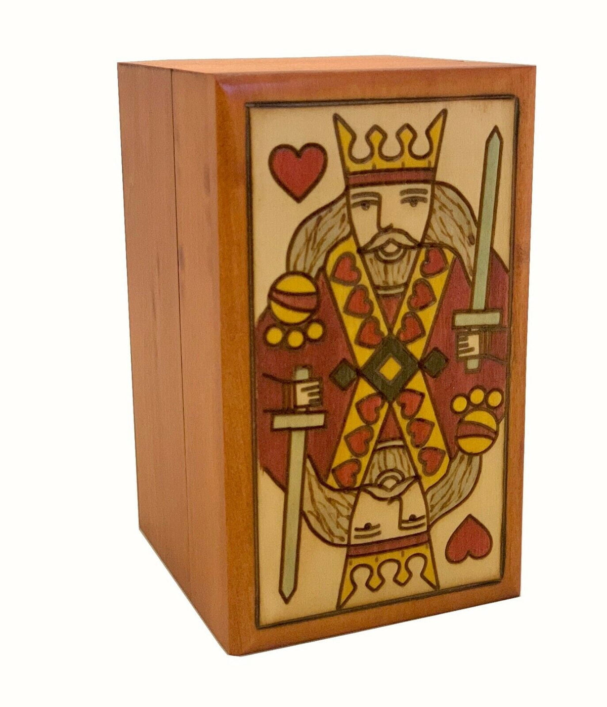 KING Playing Card Box Handmade Wood King of Hearts Playing Cards Box Storage Holder Made in Poland