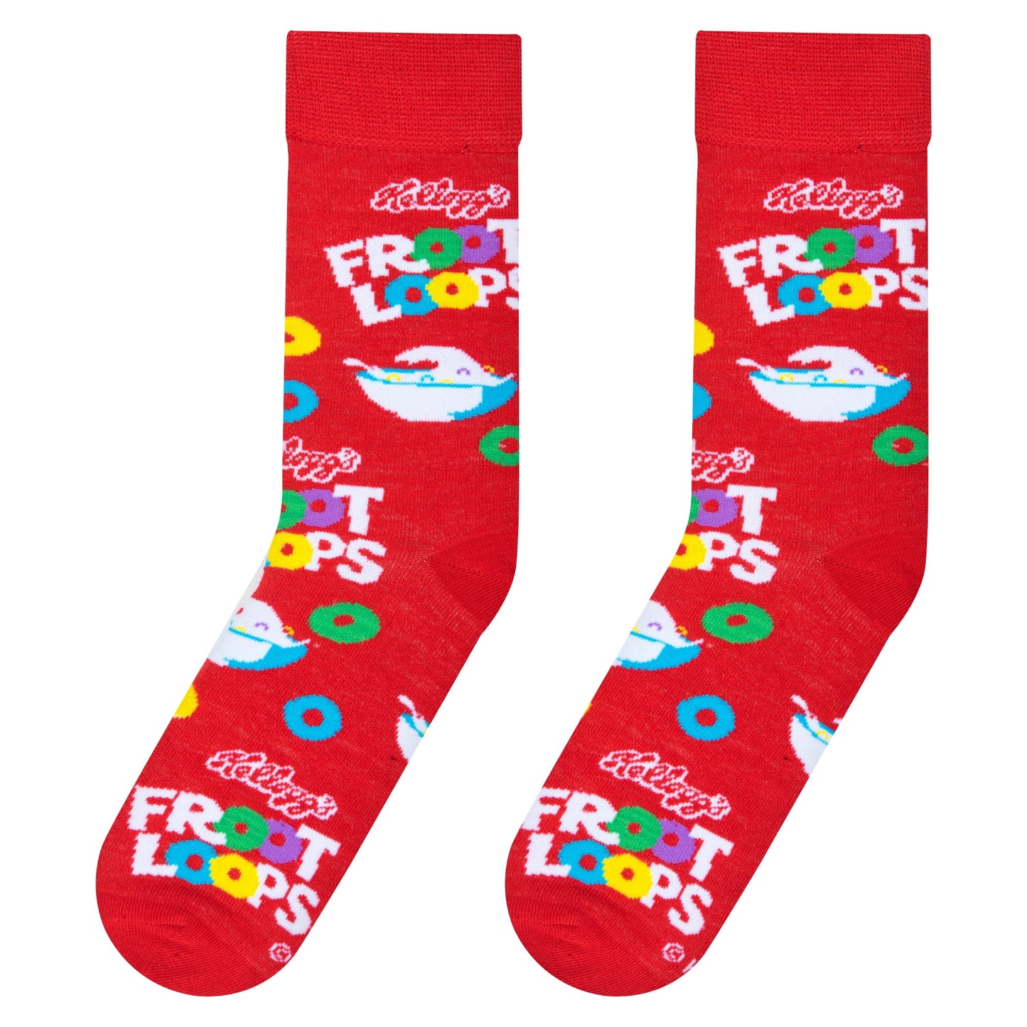 Crazy Socks Froot Loops Cereal Crew Socks, Size Large