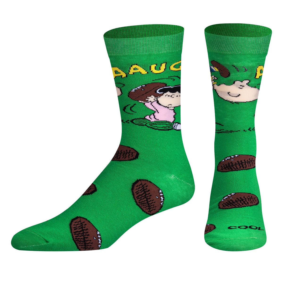 Cool Socksâ€“Peanuts Charlie Brown Football Crew Socksâ€“Funny Gift for Men & Women, Size Large