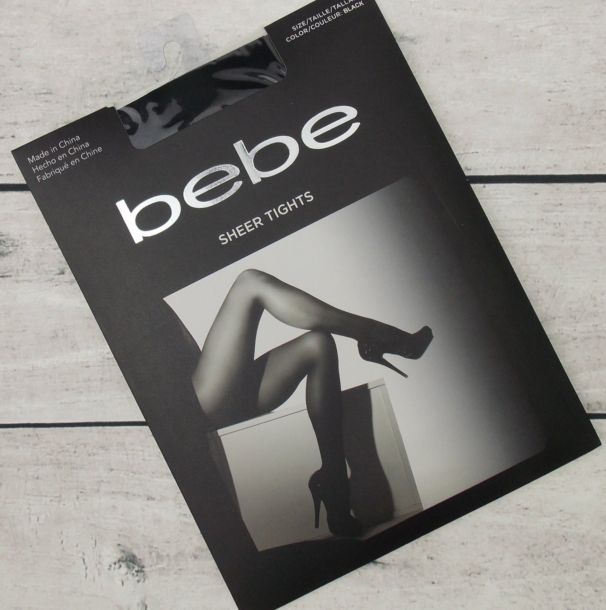 Bebe Sheer Tights Size Large Black Pantyhose Dance Hosiery Fashion Dress