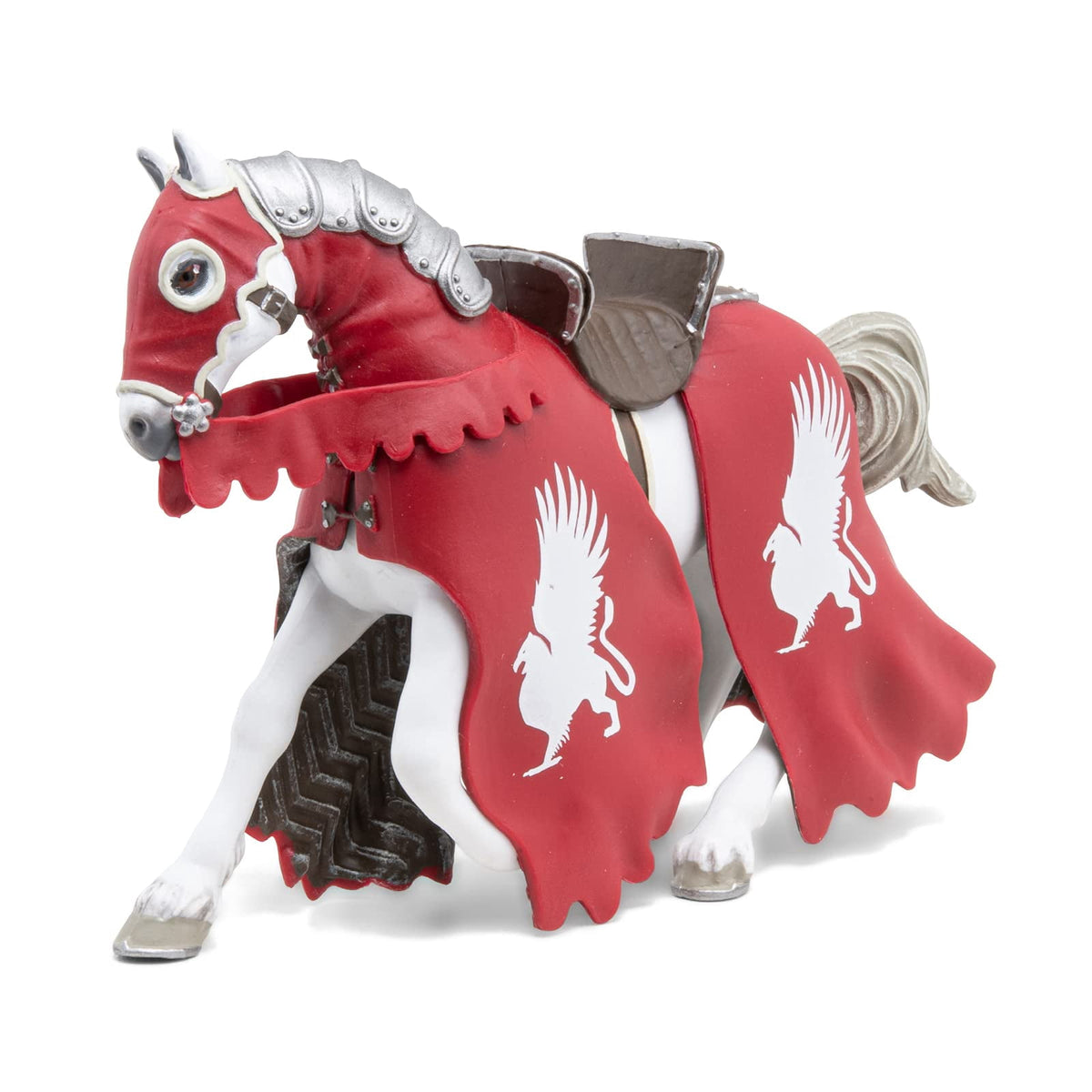 PAPO Fantasy World Griffin Knight's Horse Toy Figure, White/Red (39955)