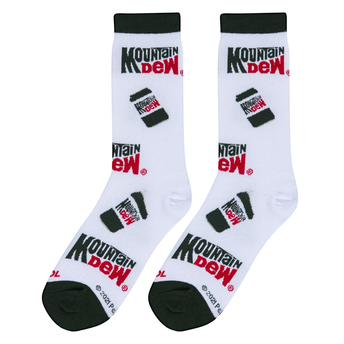 Cool Socks Mountain Dew Cans Soda Pop Crew Socks, Size Large