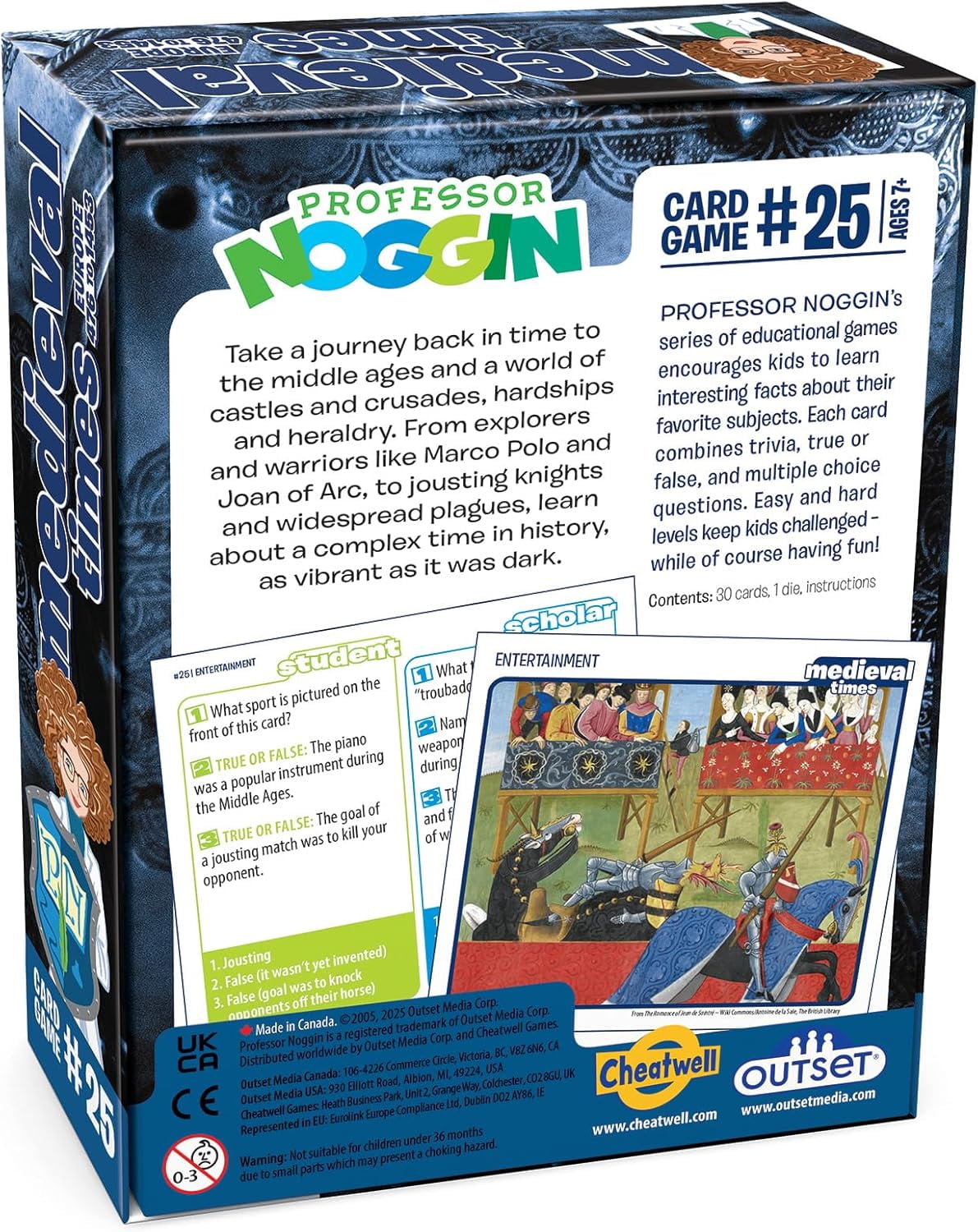 Professor Noggin: Medieval Times Educational Card Game For 2 or more Players Ages 7 and up