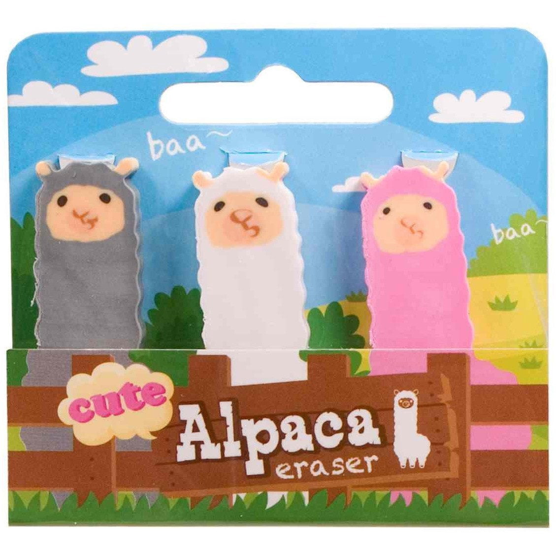 alpaca trio cutie erasers