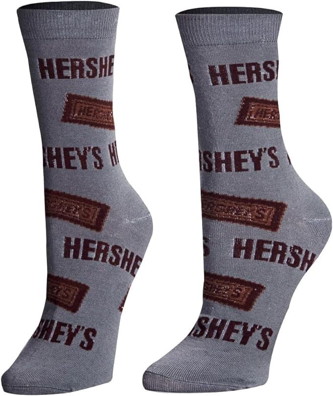 Crazy Socks Hersheyâ€™s Milk Chocolate Bar Candy Crew Socks, Size Medium