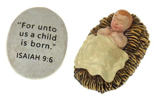 Pocket Christmas Stone Baby Jesus Figurine Holiday Bundle