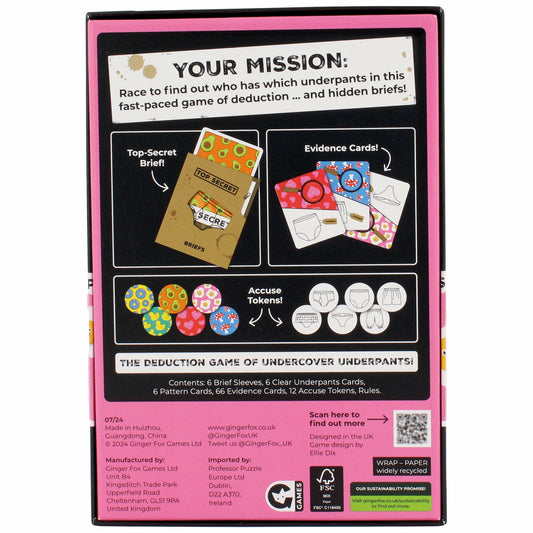 Ginger Fox: Top Secret: Briefs - The Deduction Game Of Undercover Underpants, Hilarious Evidence & Accusations Party Card Game, Family 8+, 3-6 Players