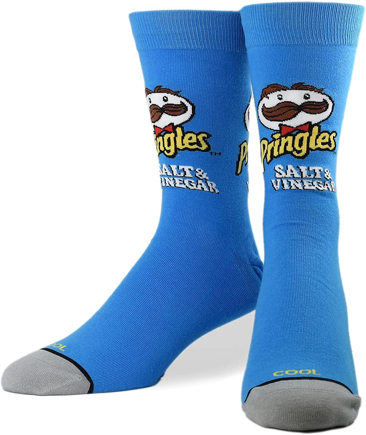 Cool Socks Novelty Crew Socks Men's Women's, Pringles Chips Salt & Vinegar, Graphic Print, Large