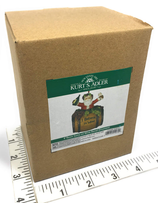 Kurt Adler 4-Inch Polyresin Santa on Wine Barrel Ornament