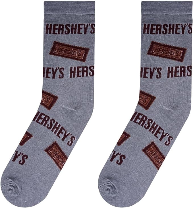 Crazy Socks Hersheyâ€™s Milk Chocolate Bar Candy Crew Socks, Size Medium